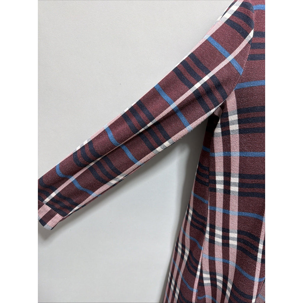Calstyle Dress Womens Small Burgundy Plaid Tunic Shift Dress