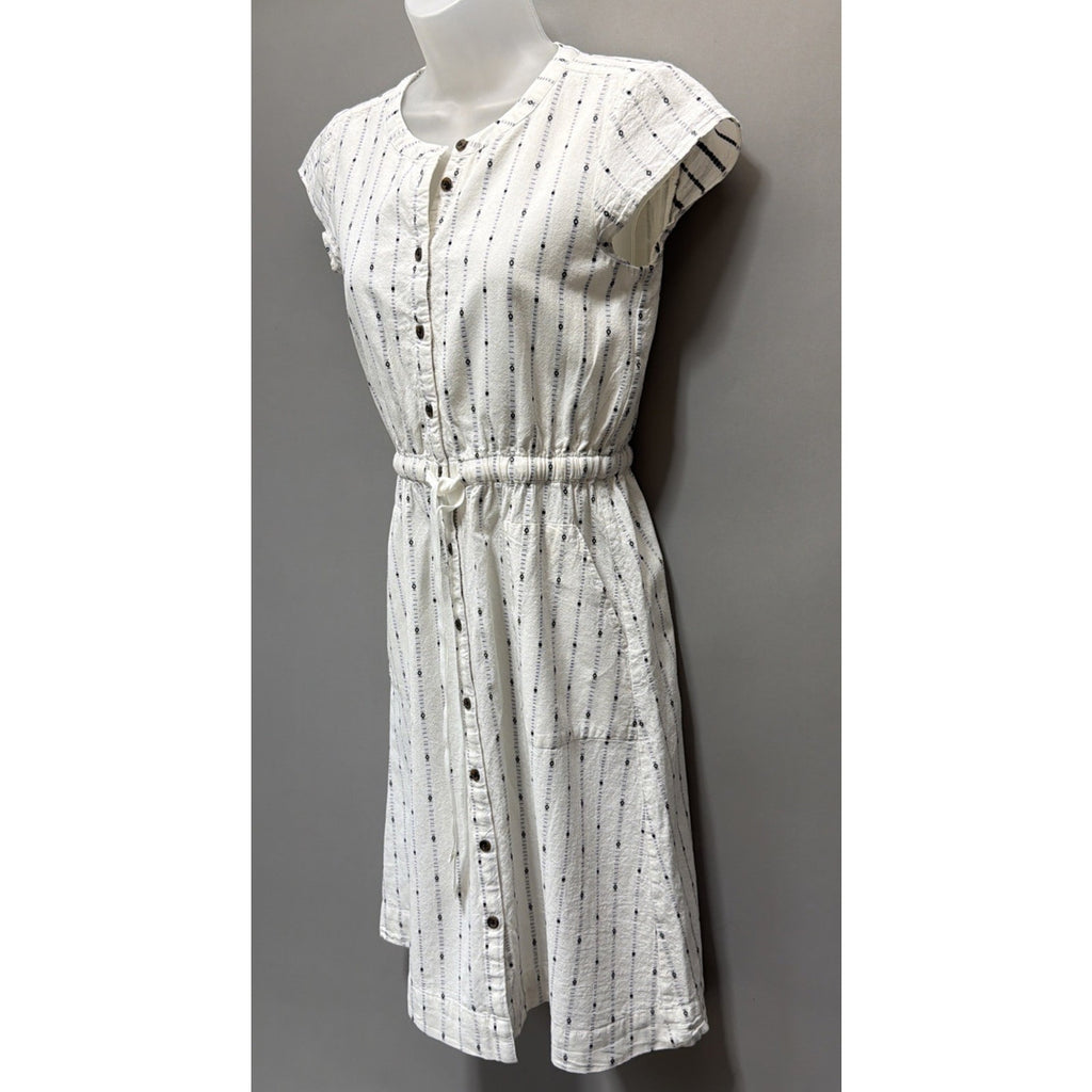 LOFT Dress Womens White Button Front Collar Pockets Midi Modest 00P