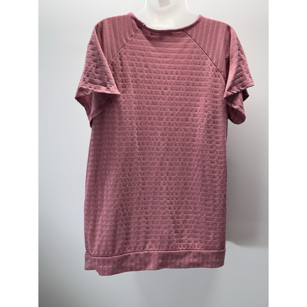 New York Laundry Womens Top 1X Tunic Knit Pink Poly Blend Casual Deco Buttons