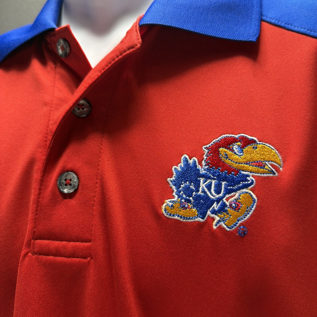 University of Kansas Jayhawks NCAA Knights App Red Polo Shirt Size M Excellent
