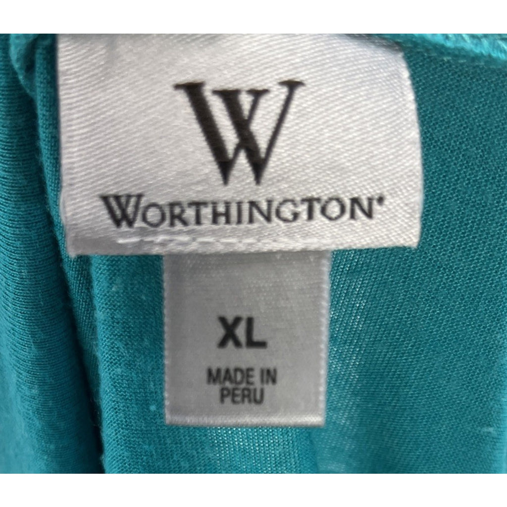 WORTHINGTON - Women's XL Beautiful Blue Teal Knit Open Front Cardigan