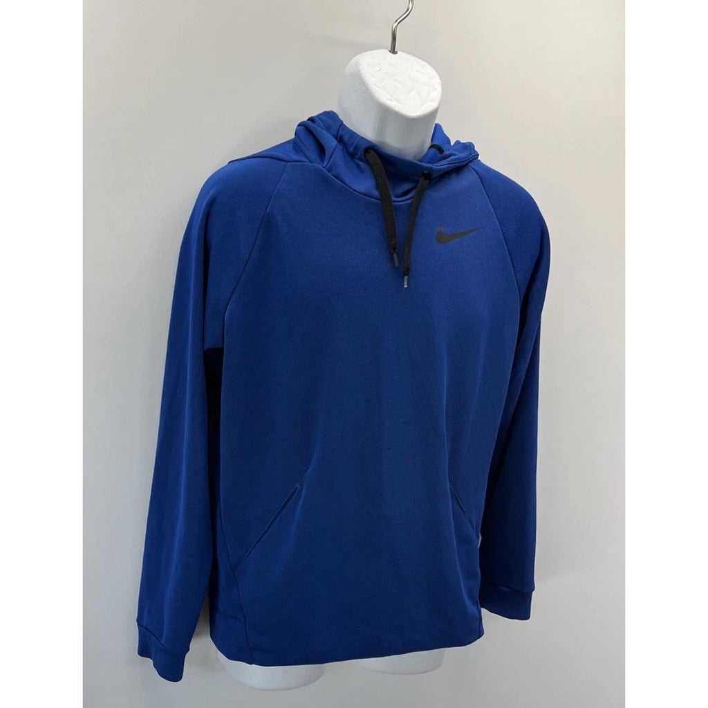 Nike Hoodie Mens Small Blue Therma Pullover Swoosh Athletic Training Sweatshirt
