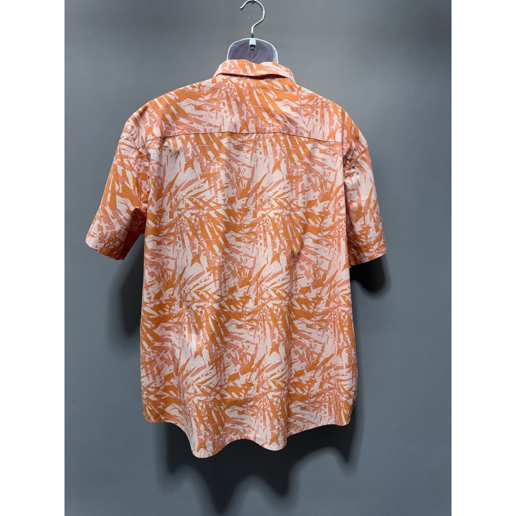 Columbia PFG Button Up Shirt Mens XXL Orange Print Short Sleeve Fishing