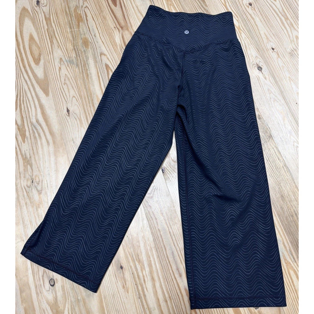 LULULEMON ALIGN HIGH RISE WIDE LEG PANTS 23” CHEVRON BLACK Sz 6