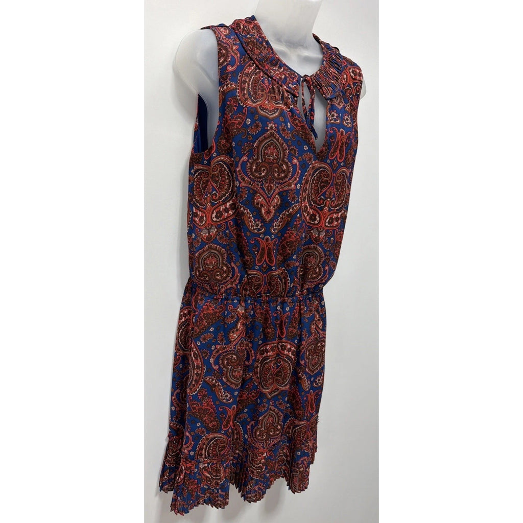 Banana Republic Women's Paisley Print Pleated Elastic Waist Lined Dress Size M