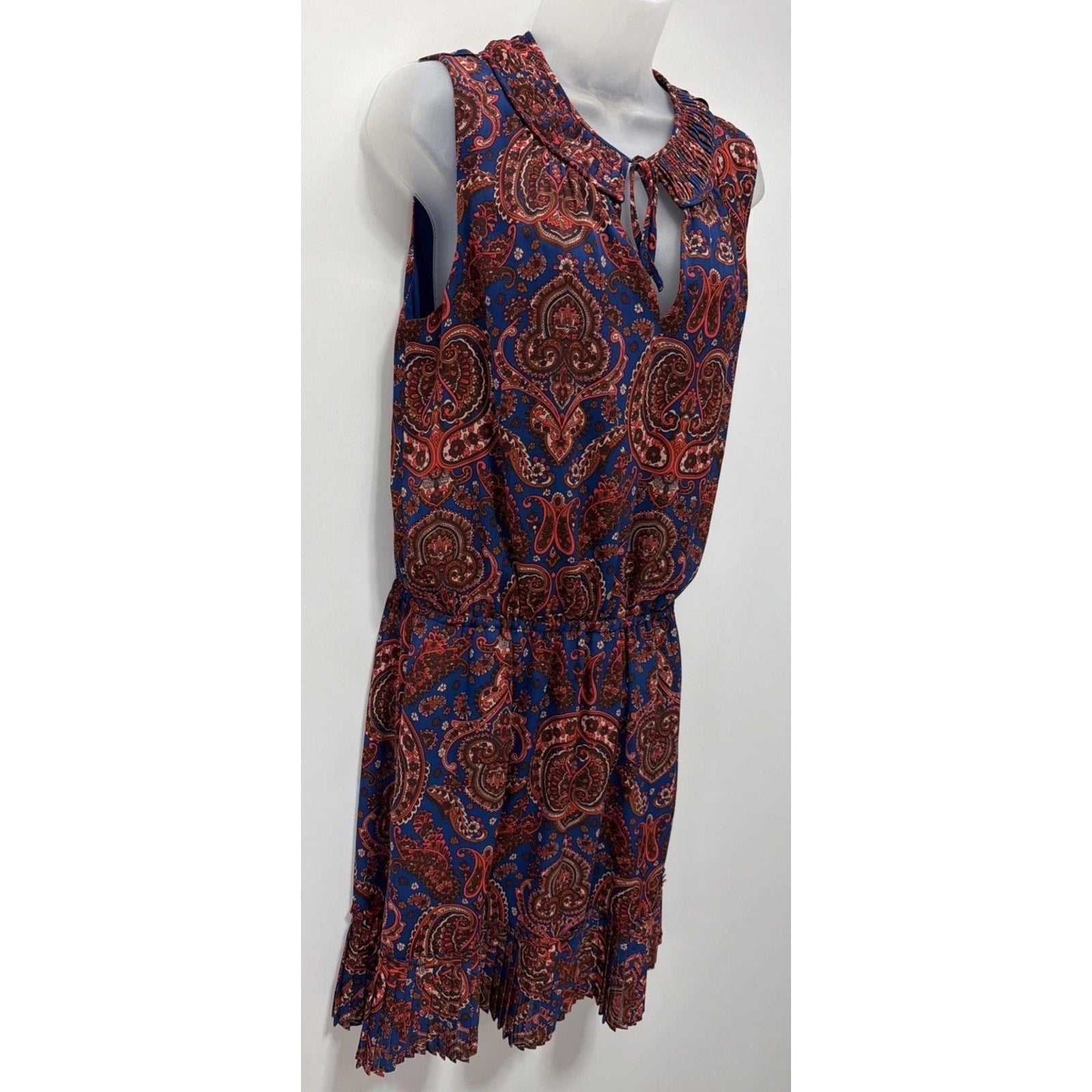 Banana Republic Women's Paisley Print Pleated Elastic Waist Lined Dress Size M