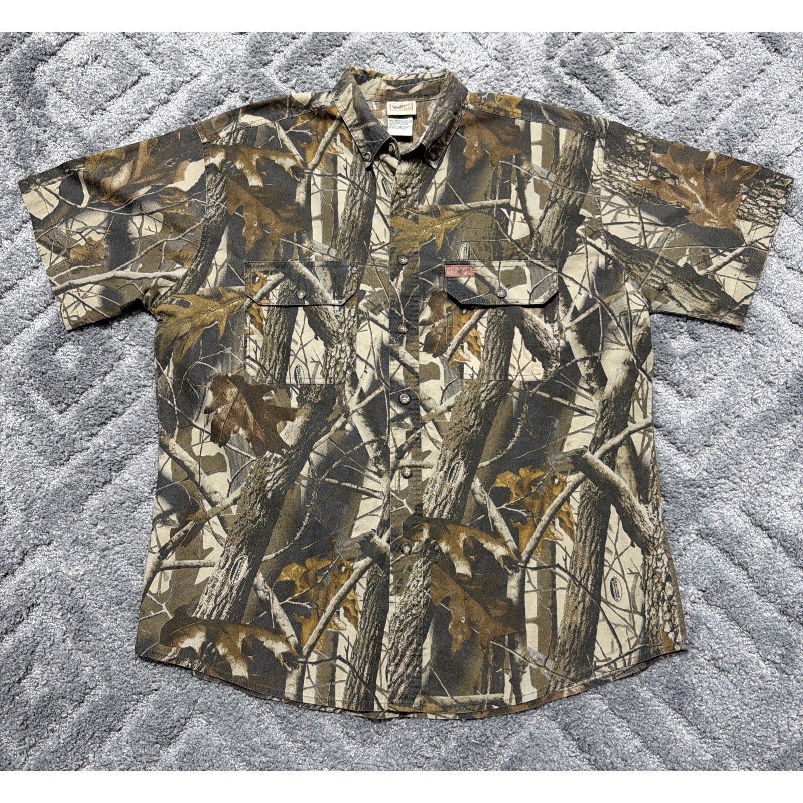 Vintage 90s Woolrich Realtree Hardwoods Camo Button Up Shirt, Men's Sz Large