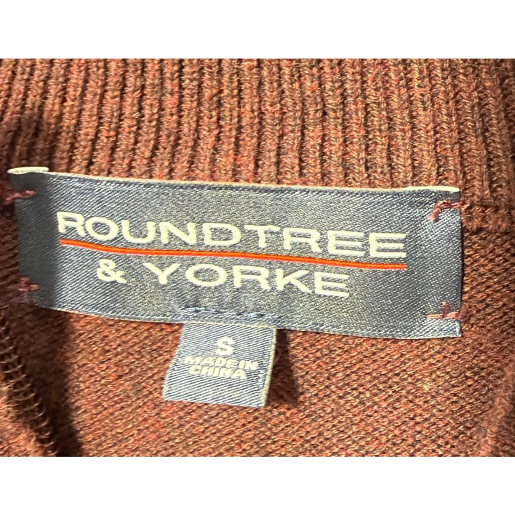 Roundtree & Yorke Sweater Mens S Maroon 1/4 Zip Pullover Preppy Casual
