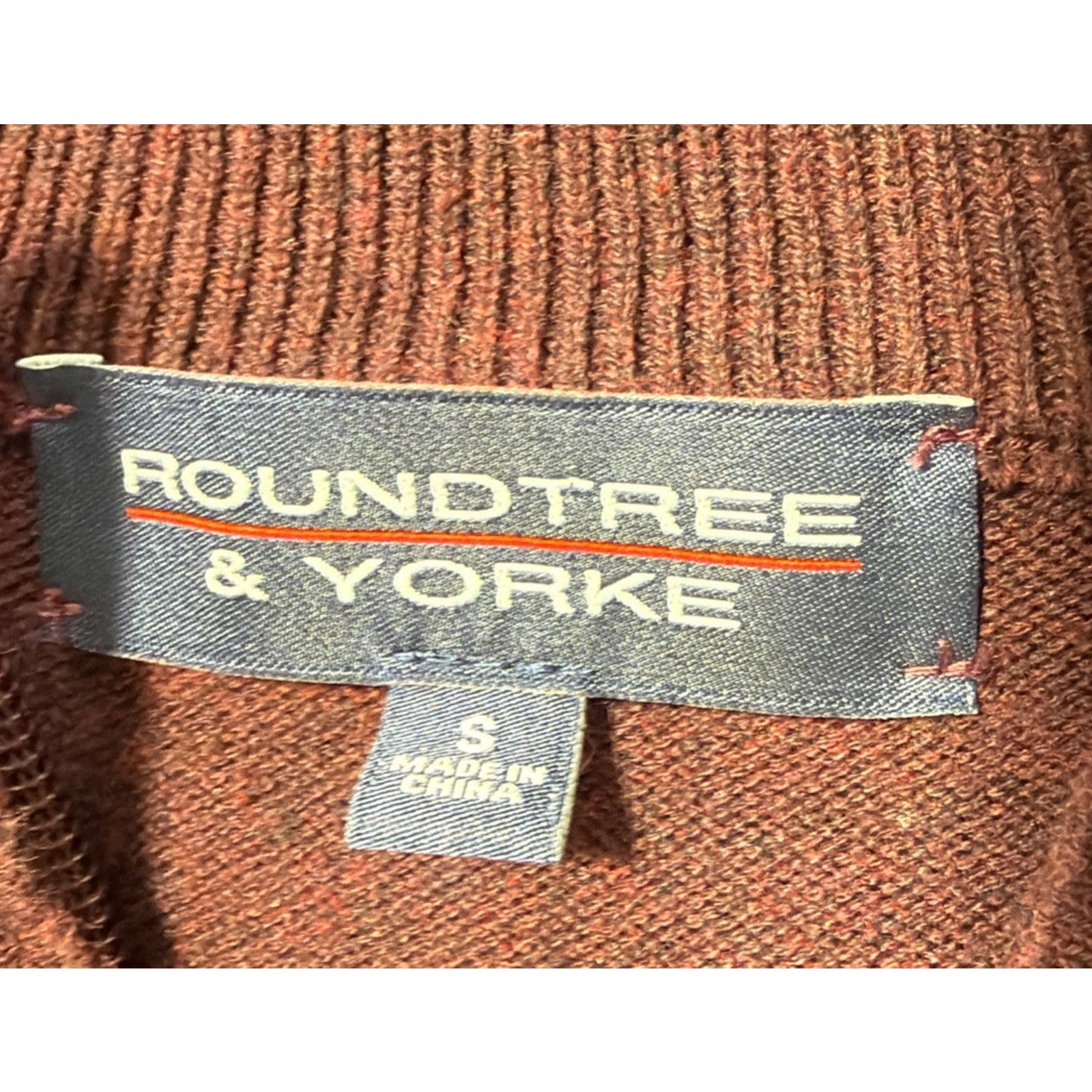 Roundtree & Yorke Sweater Mens S Maroon 1/4 Zip Pullover Preppy Casual