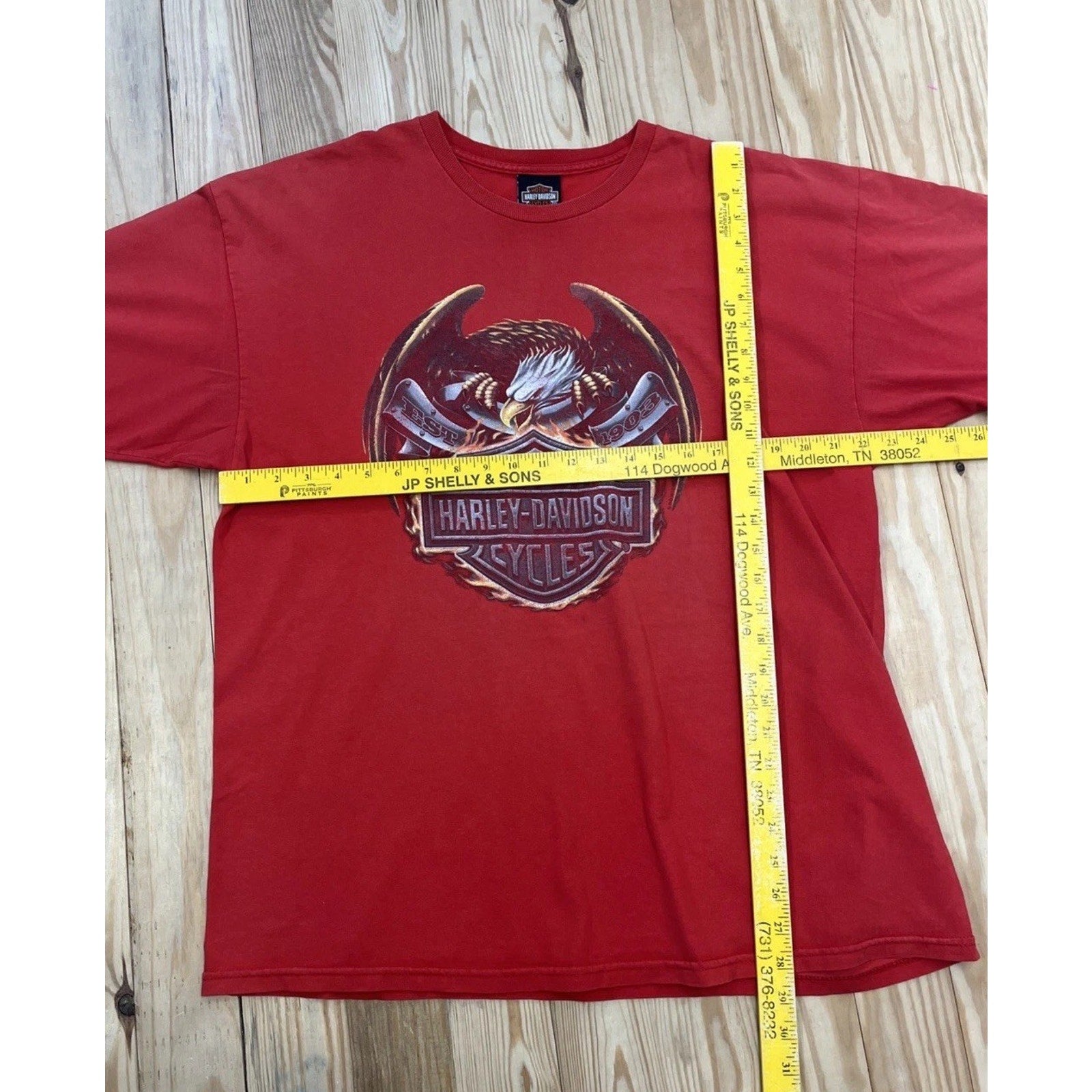 Harley Davidson Bravado Mens Shirt Sz XL Red Graphic Tee Eagle Short Sleeve