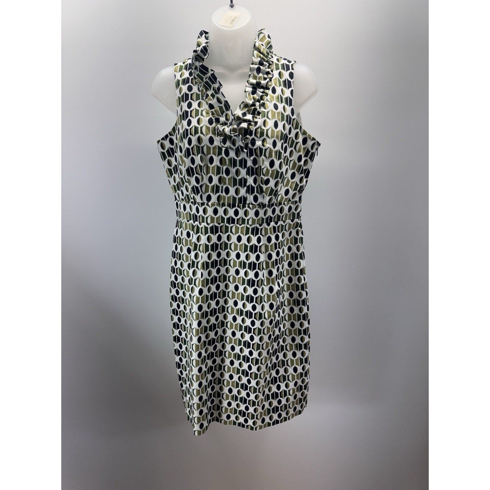 Julian Taylor Dress Women’s Size 8 Green White Black Sleeveless Boho Ladies