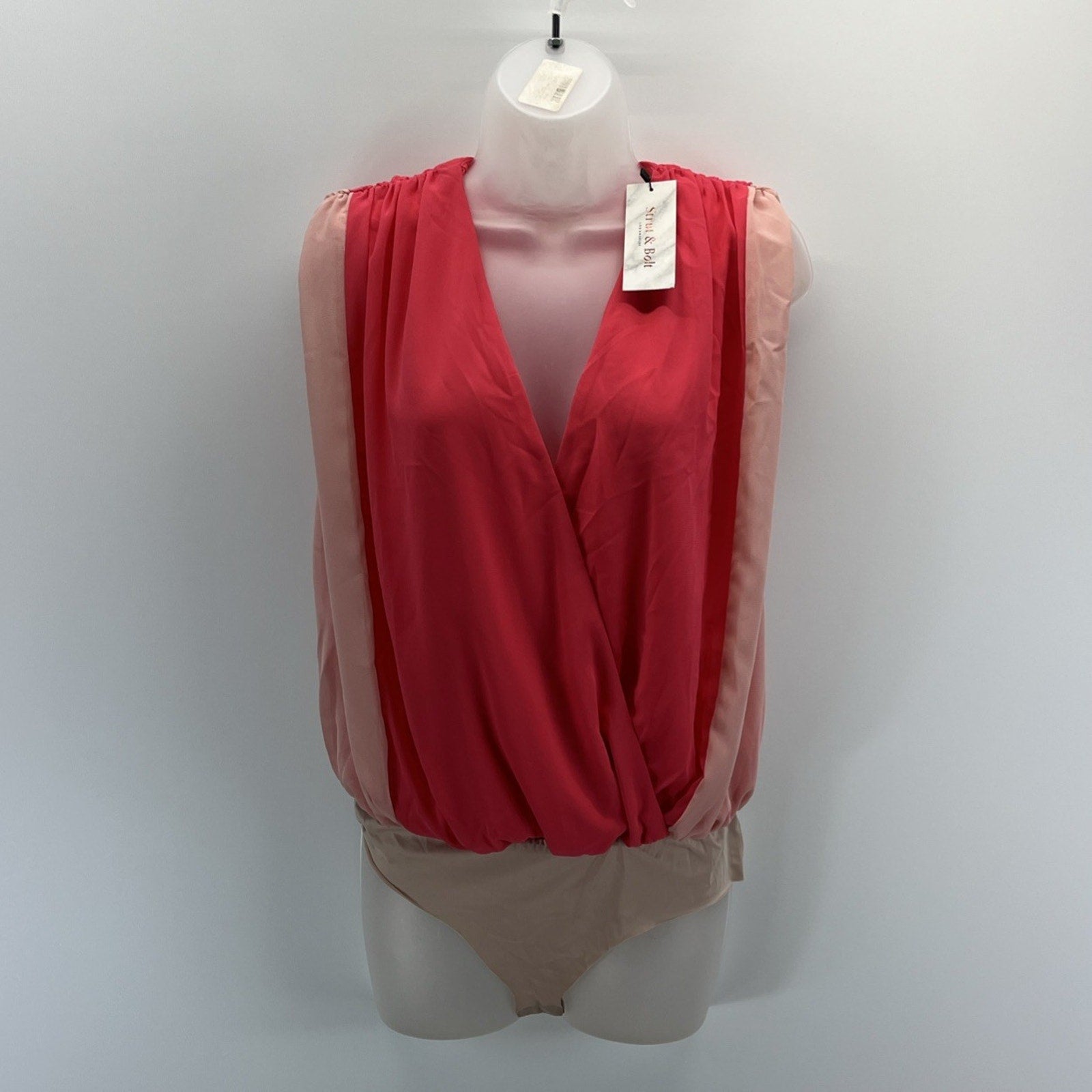 NWT Strut And Bolt Los Angeles Color Block Chiffon Lined Body Suit Size Large