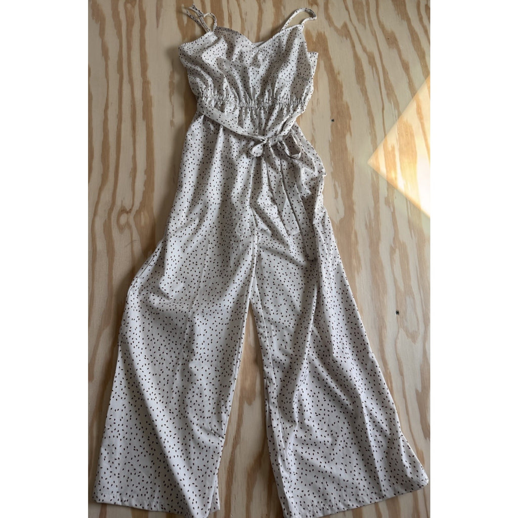 Alredine Jumper Romper Sleeveless Cream With Brown Polka Dot New Women’s Large