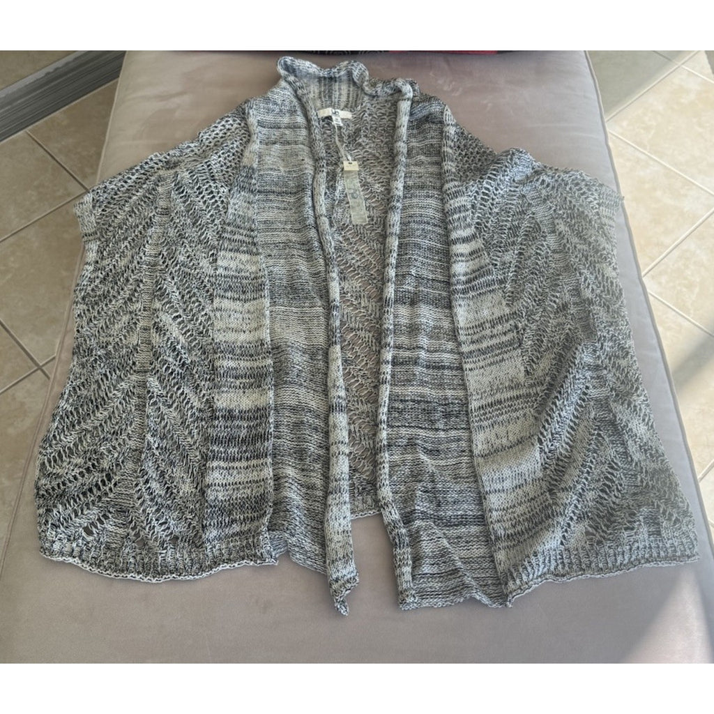 YA LOS ANGELES Open Front Short Sleeve Cardigan Gray Laced Knit Women’s Medium