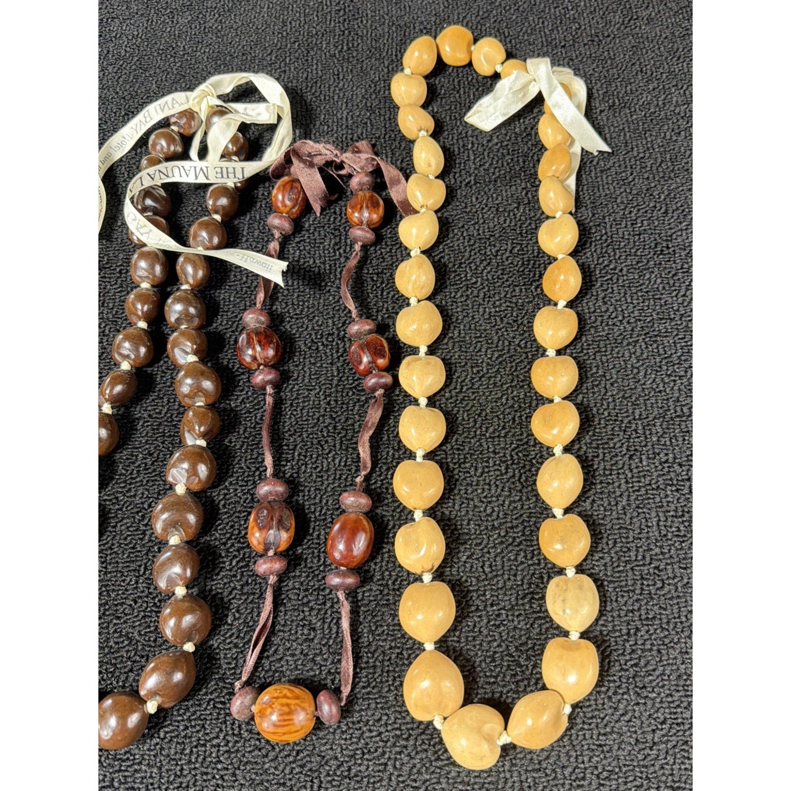 4 Mongo Shell Hawaiian Lei Necklace Accented w/ Kukui Nuts Luau