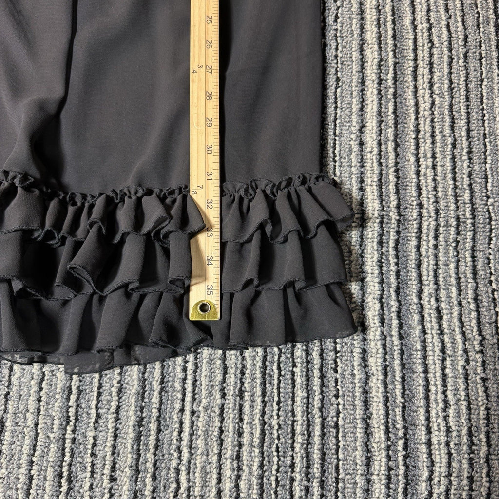 Sophia Christina Dress Womens 16 Black Ruffle Sleeveless Chiffon Cocktail NWT