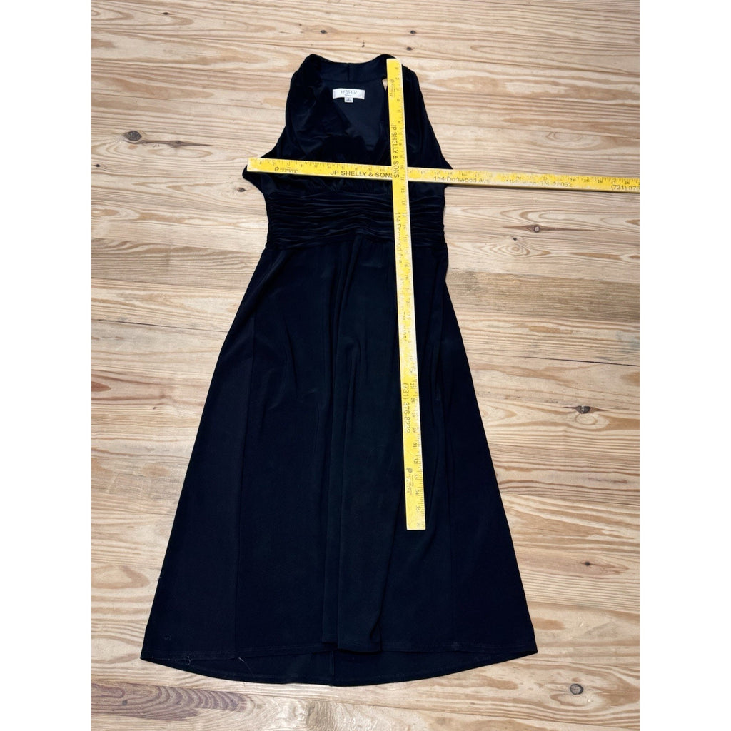 Kasper Sleeveless Fit & Flare Dress Black Stretch Ruched Waist Women’s Size 8