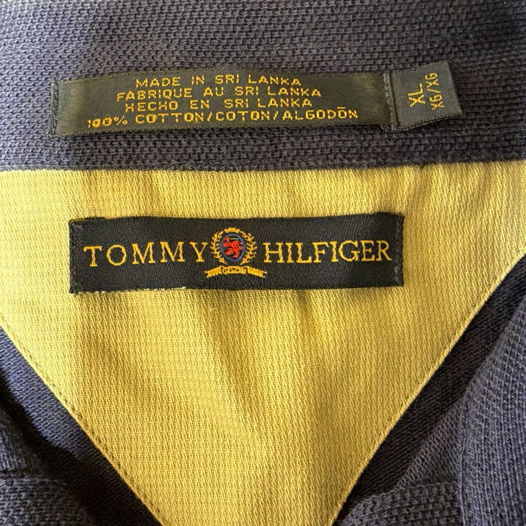 Vintage Tommy Hilfiger Terry Cloth Long Sleeve Button Down Shirt Crest Logo XL