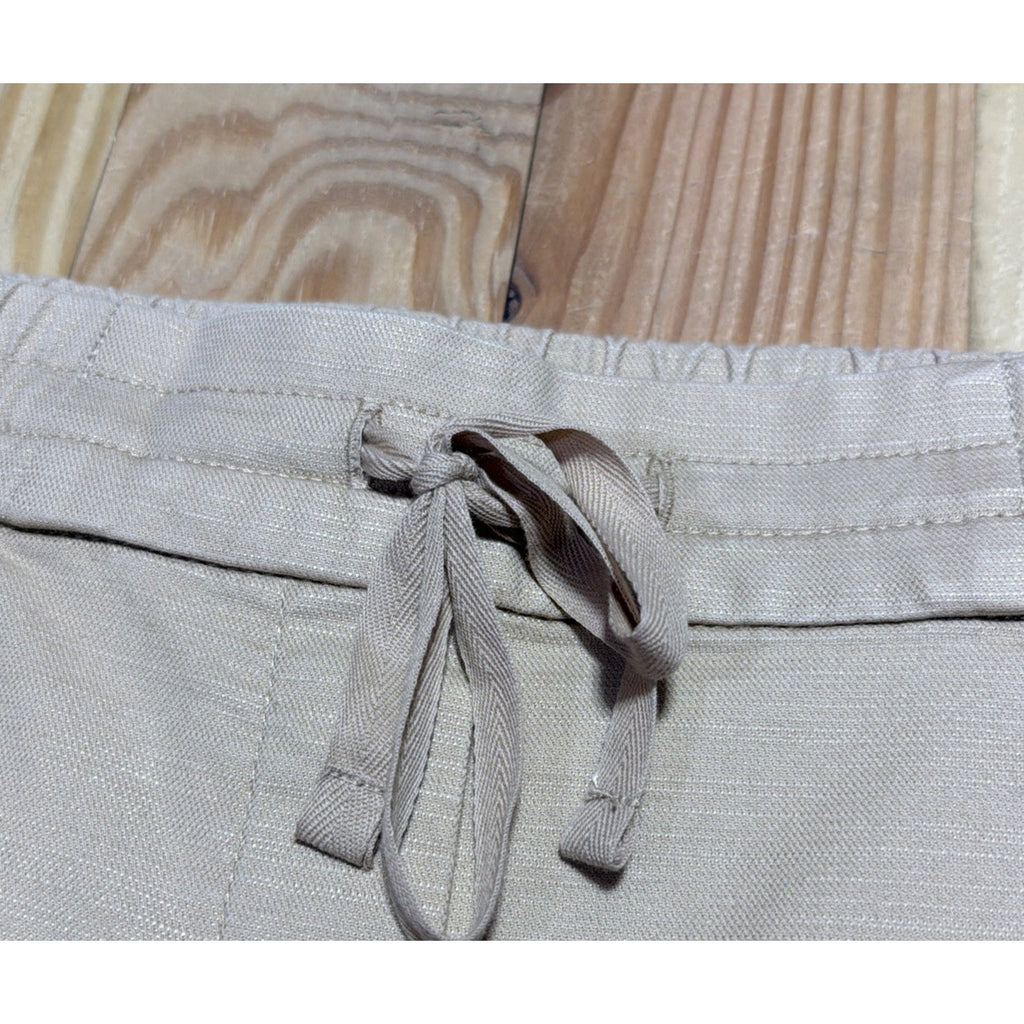 Talbots Womens M Crop Pants Drawstring Front Pull-On Beige Beach Preppy 32x24