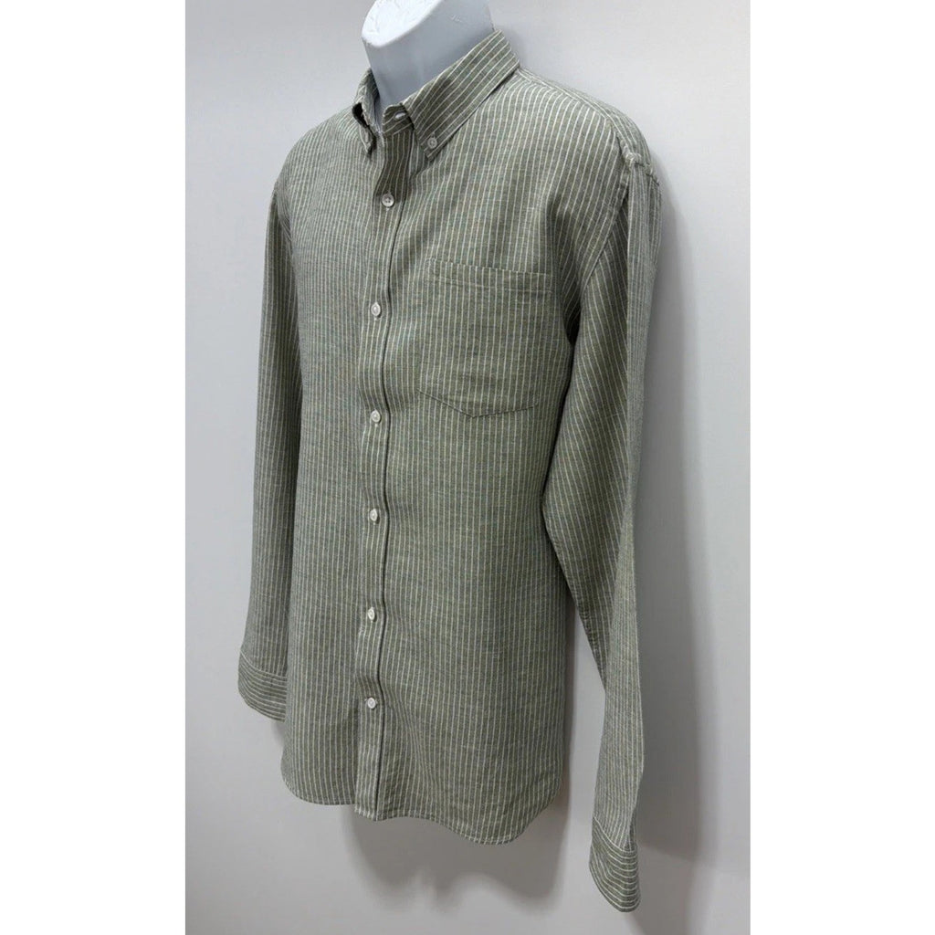 Men’s Shirt Banana Republics Slim Fit Linen Striped Green XL