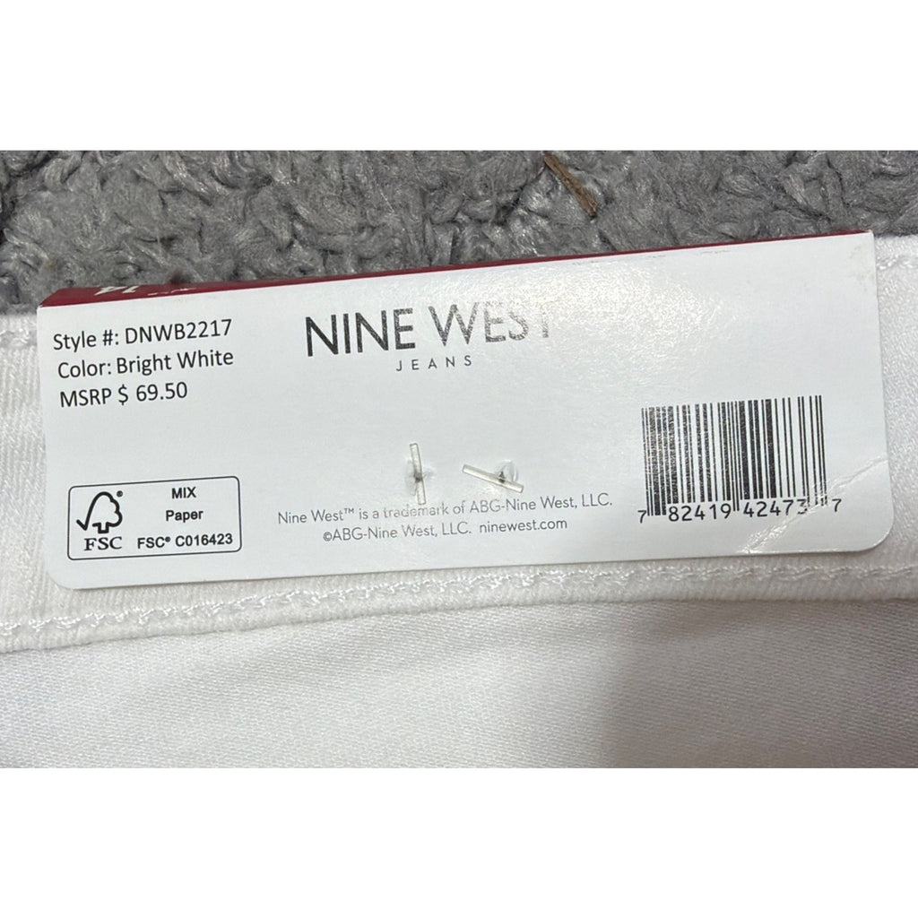 Nine West Women's Twill Slim Fit Gramercy Crop Jean Bright White Size 14