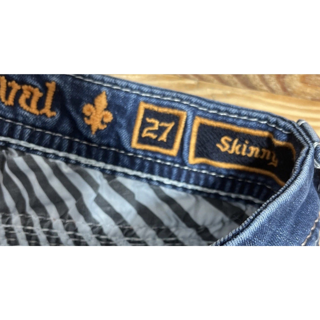 Rock Revival Alanis Skinny Jeans Thick Stitch Embroidered Size 27