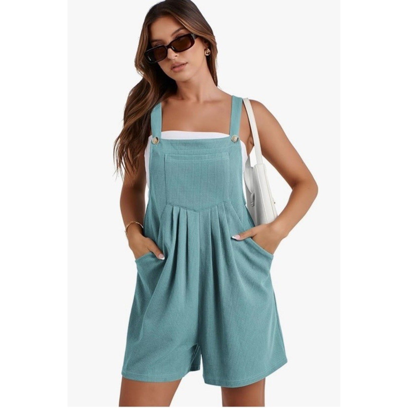 Vigorics Romper Jumpsuit Large Sleeveless Blue New Women's Pockets 0718