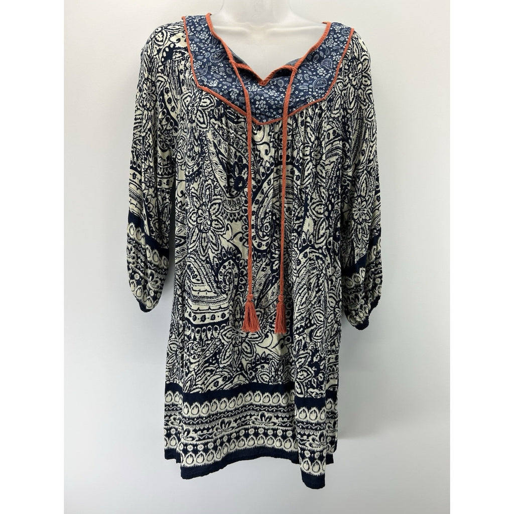 Flying Tomato Boho Dress Womens Medium Colorful Hippie 70s Vibe Mini Bell Sleeve