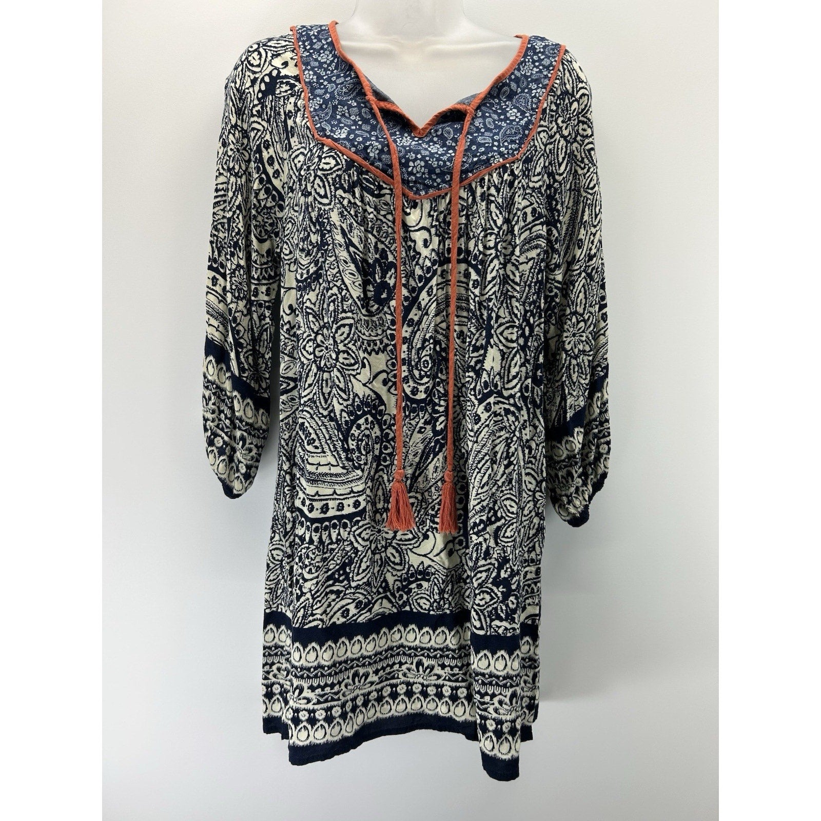 Flying Tomato Boho Dress Womens Medium Colorful Hippie 70s Vibe Mini Bell Sleeve