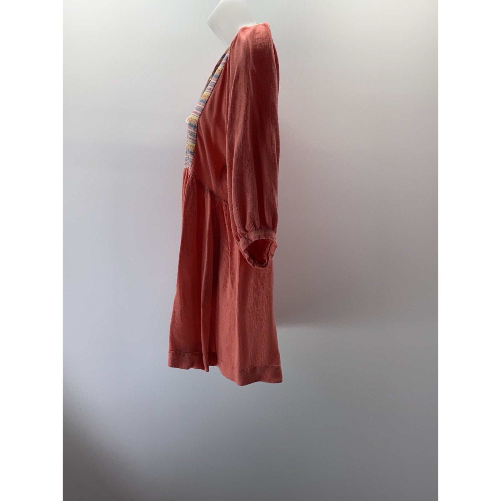 Umgee Women's Bohemian Long Sleeve Embroidered Mini Tunic Dress Size Small