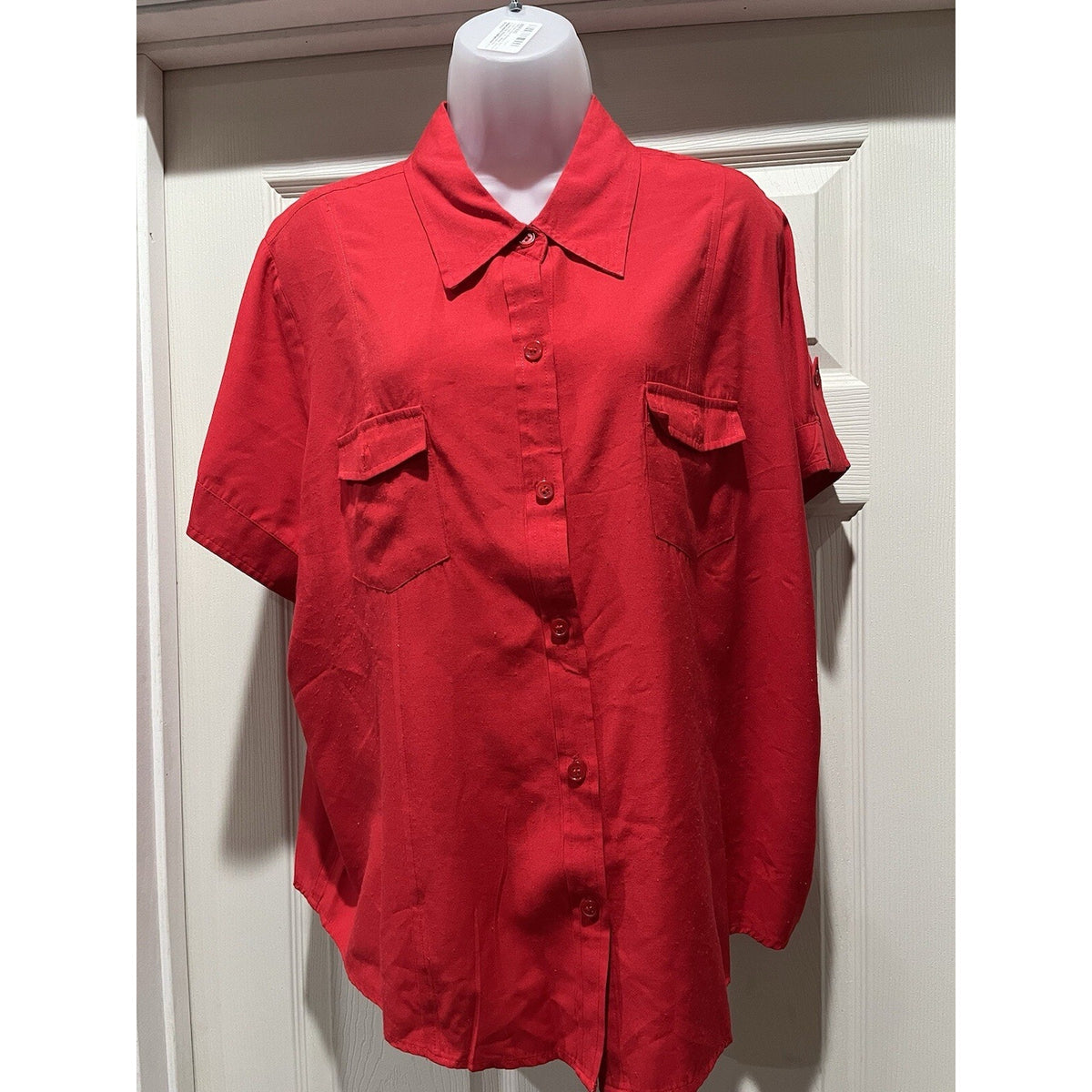 Vintage Late 80’s South Dudley Button Up Shirt Red Short Sleeve Women's 2X