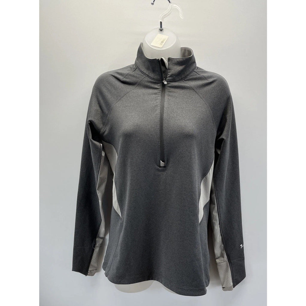 Under Armour ColdGear Womens L Gray 1/4 Zip Pullover Semi Fitted Running