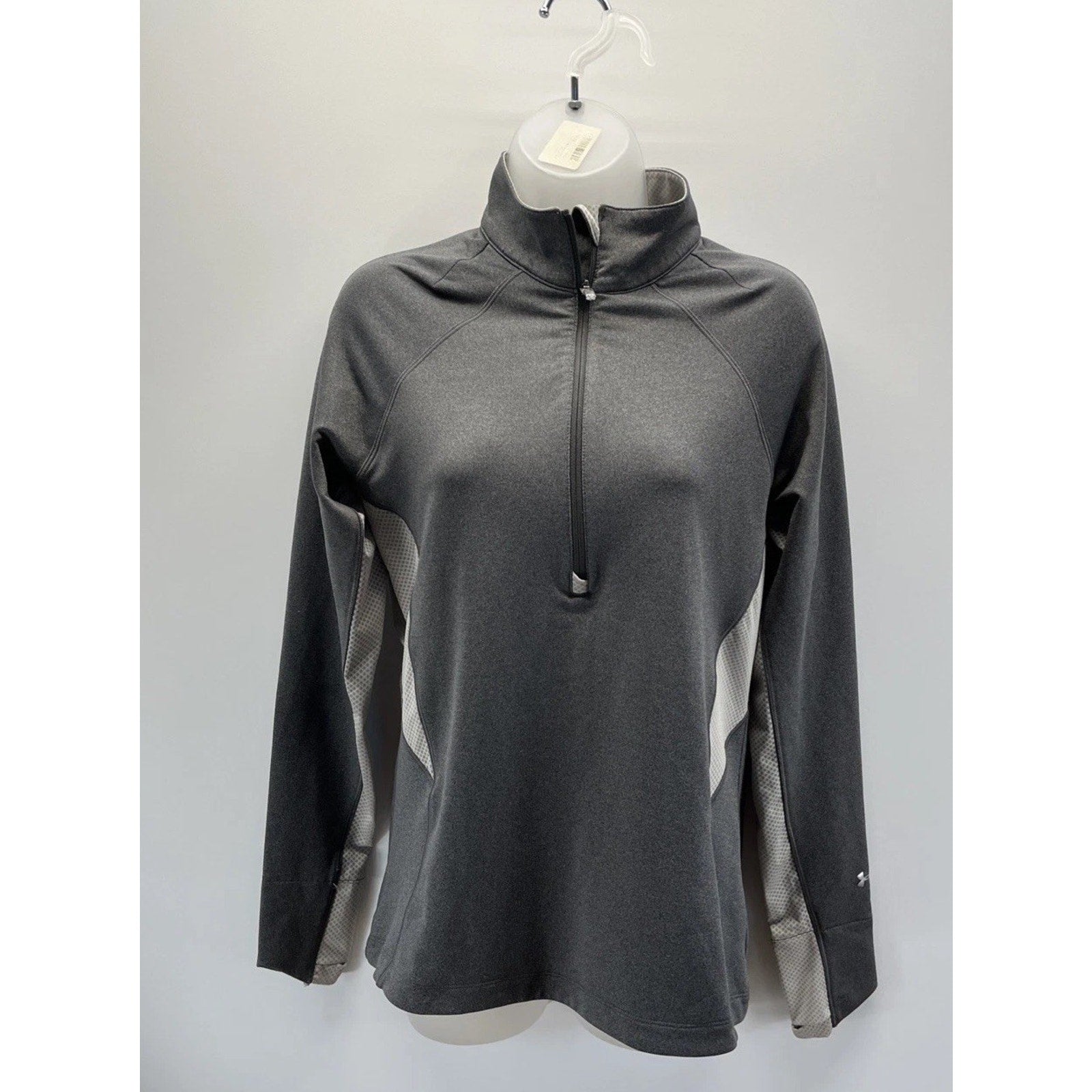 Under Armour ColdGear Womens L Gray 1/4 Zip Pullover Semi Fitted Running