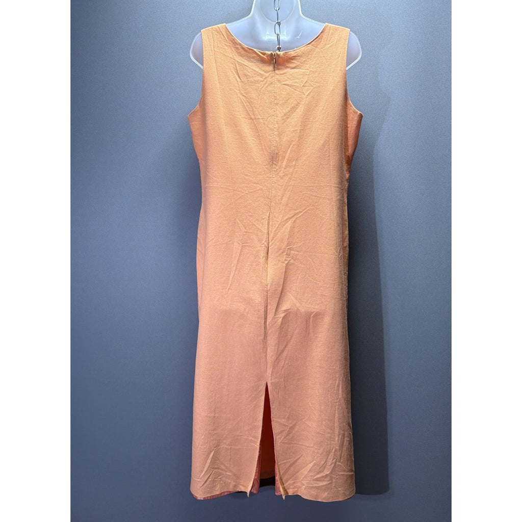 I.S.C. Womens Sleeveless Linen Blend Maxi Shift Dress Medium Peach Vintage
