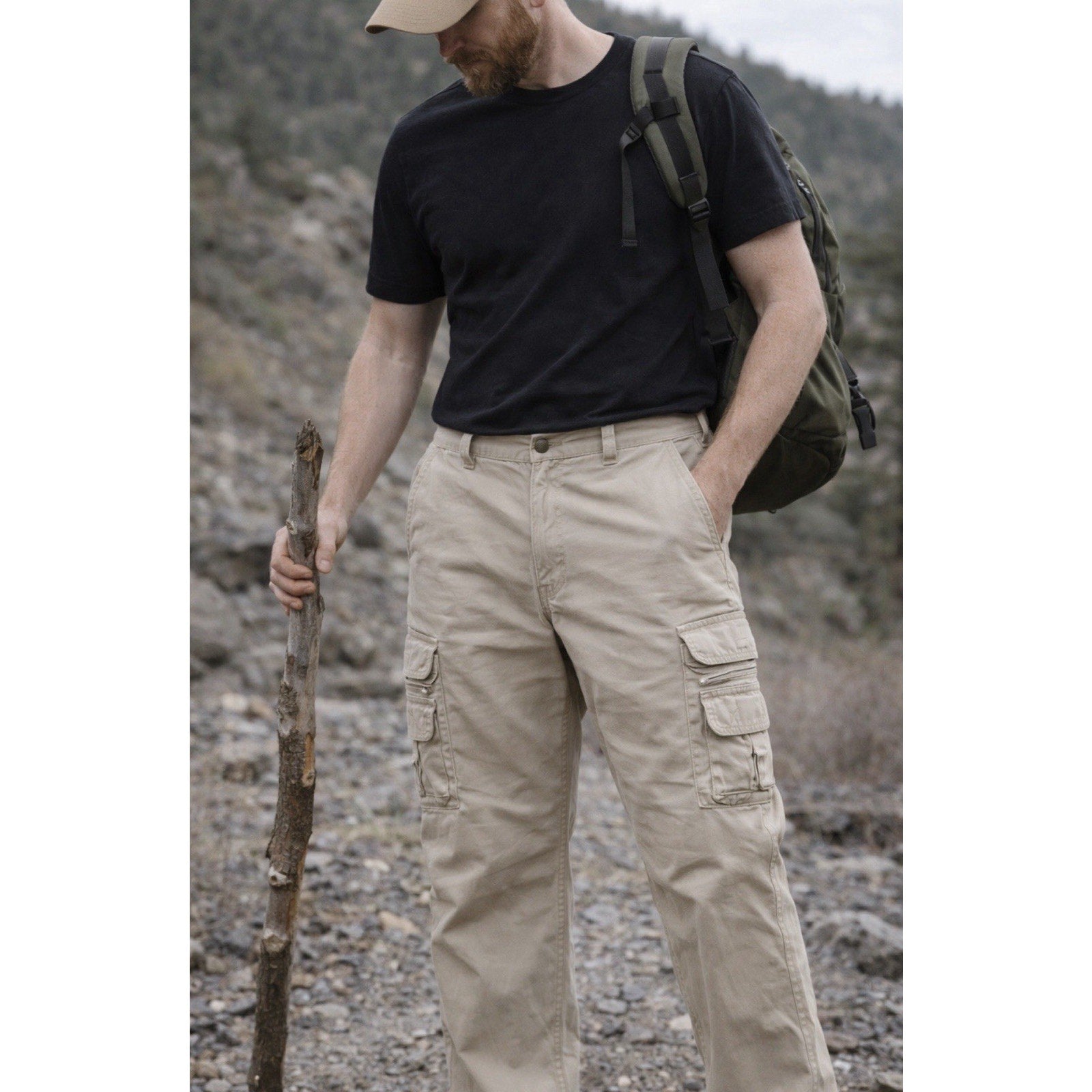 Orvis Cargo Pants Mens 42 Khaki Cotton Hiking Utility Outdoor Workwear Pockets