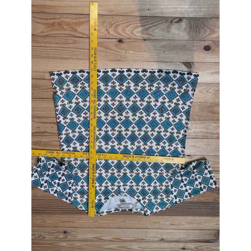 Lisa Ashley Woman's Blouse Top Blue Beaded Short Sleeve Round Neck