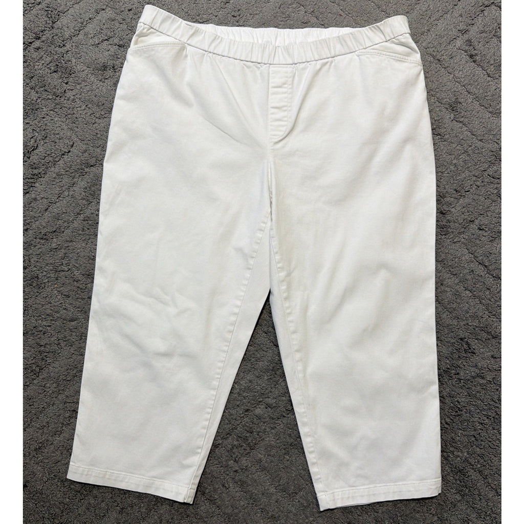 Lands' End Mid Rise Capri Cropped Pants Women Plus Size 22W Pull On Pockets