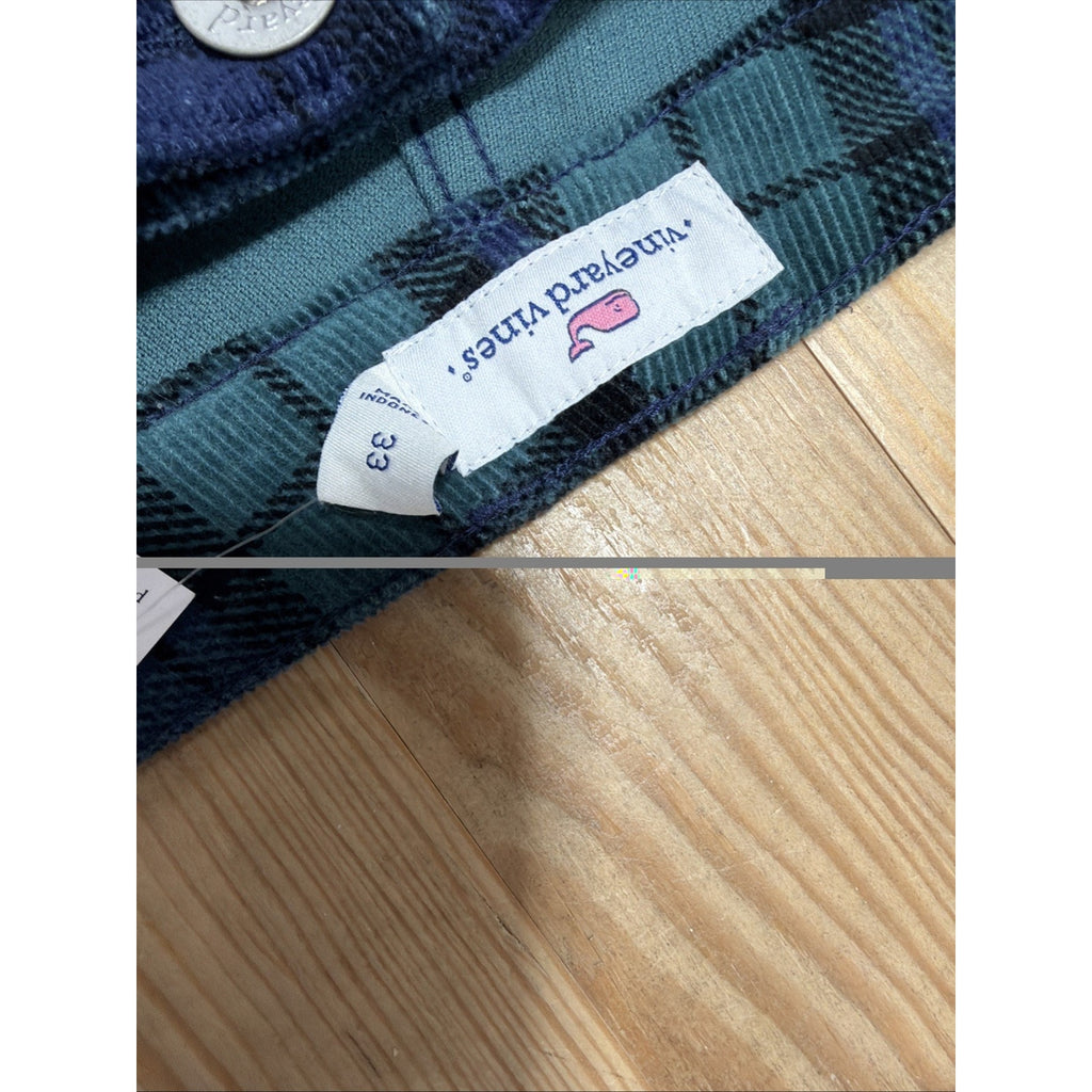 Vineyard Vines Womens 33 Tartan Check Straight Corduroy Plaid Raw Hem Pants New