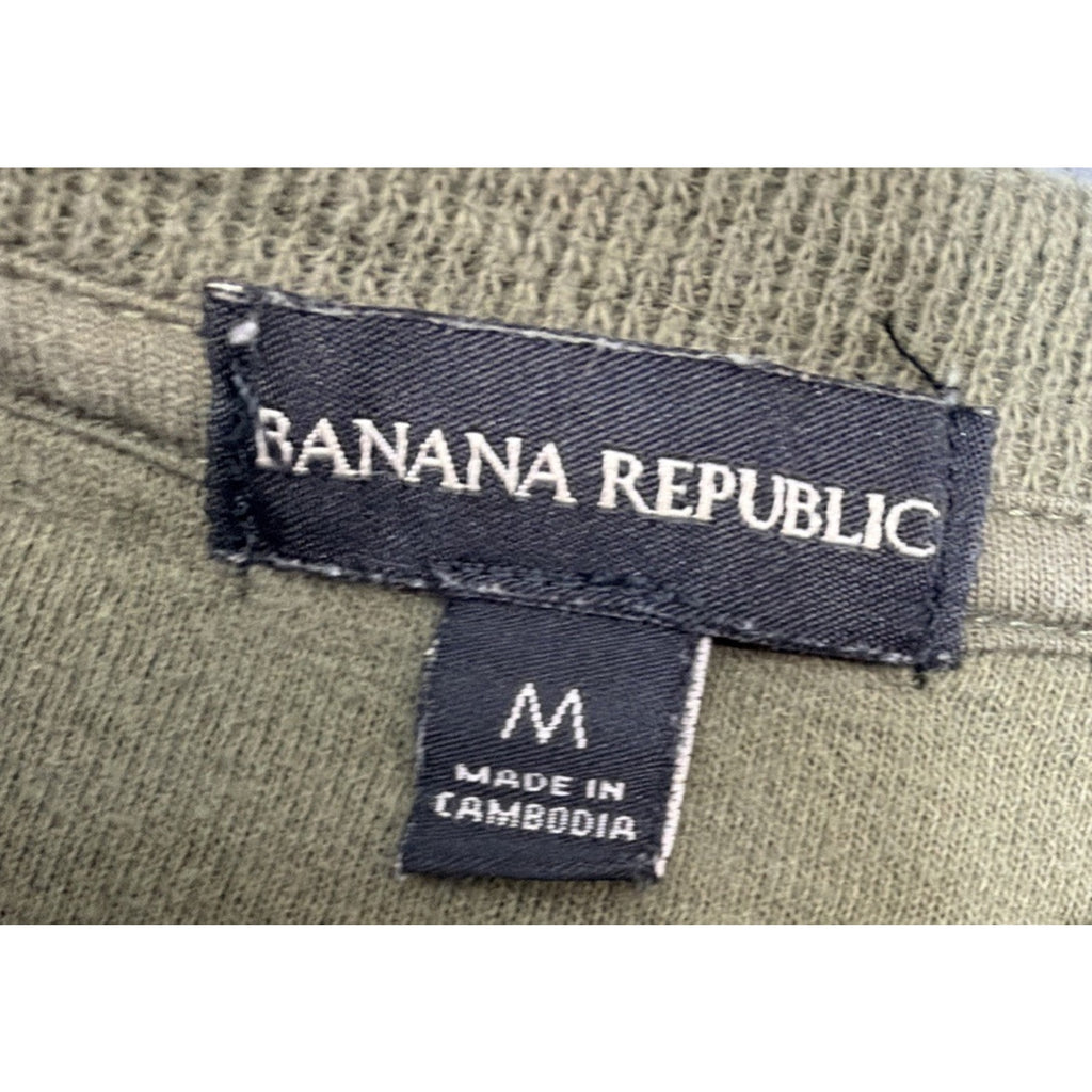 Banana Republic Slub Cotton Knit Sweater Mens M Long Sleeve Green