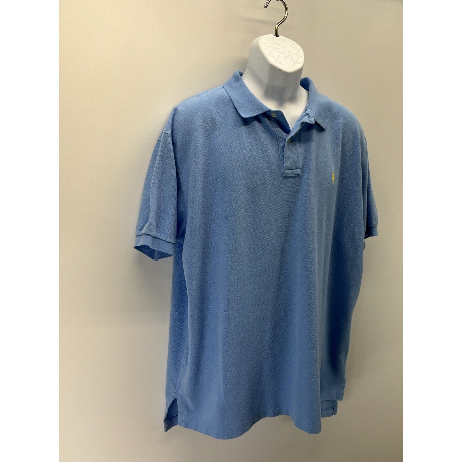 Polo Ralph Lauren Shirt Men's XXL Light Blue Yellow Pony Short Sleeve