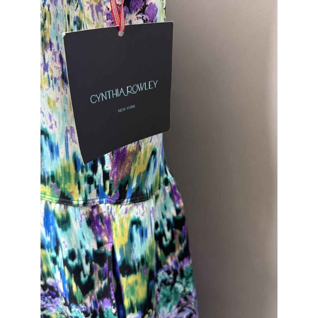 Cynthia Rowley Womens Abstract Watercolor Floral Zip Up Sheath Dress Size 14 New