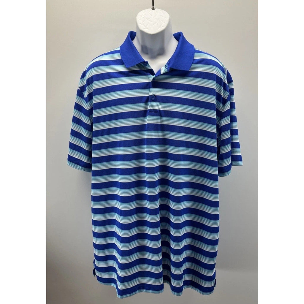 Nike Golf Tour Performance Dri Fit Men's Polo Shirt Blue Striped XXL Polyester