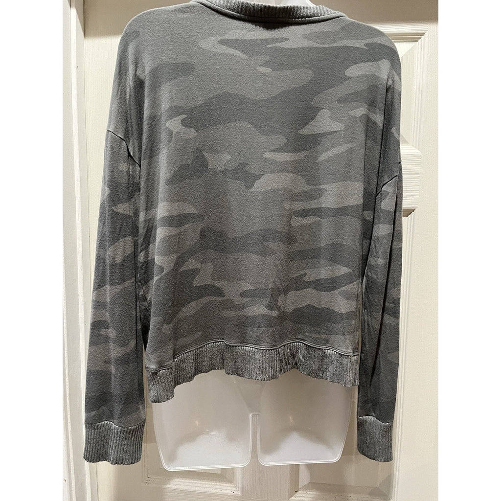 Splendid Green Camo Print Long Sleeve Shirt Oversized Sweatshirt Medium