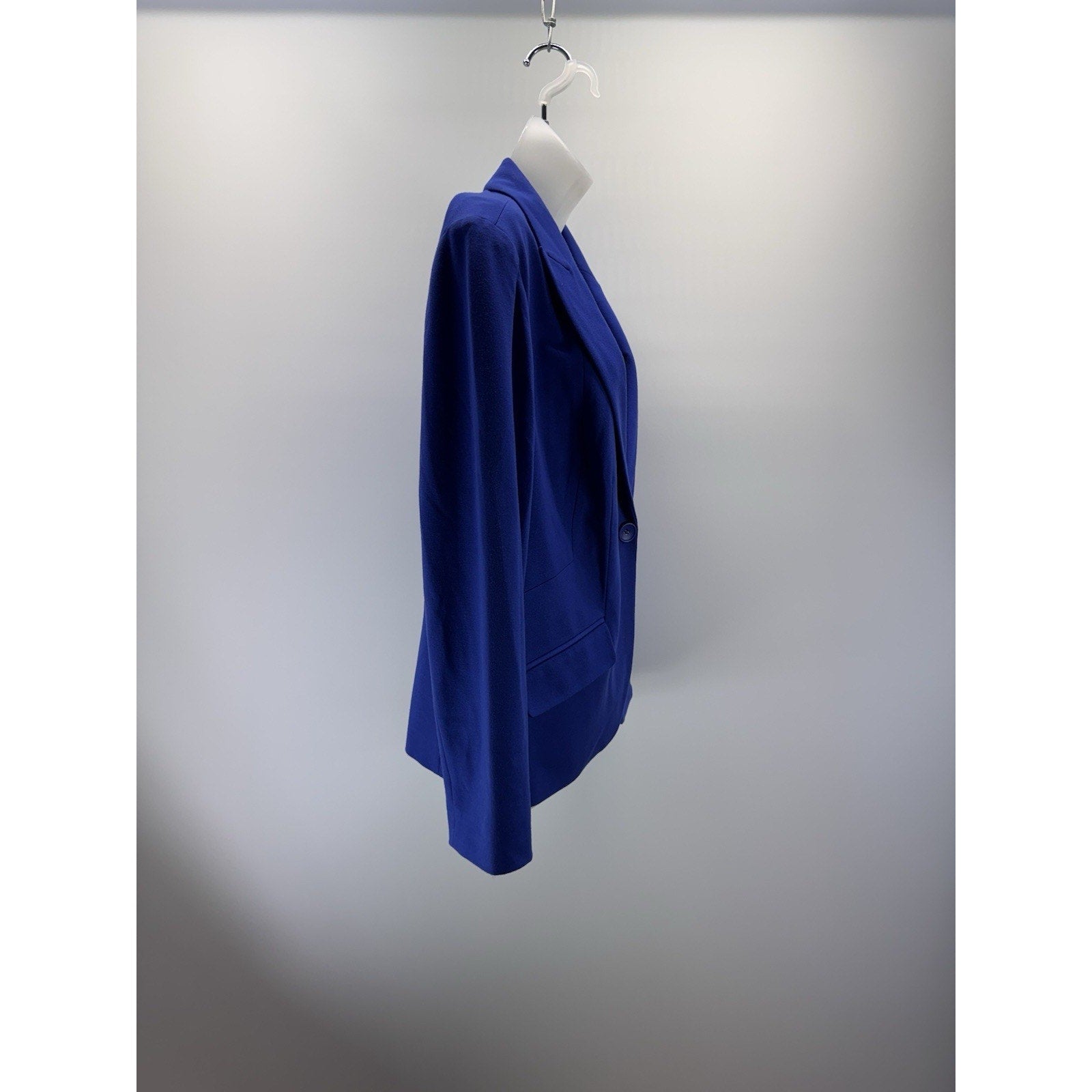 Chico’s Women’s Blazer Jacket Blue Size 2 Large Long Sleeve Bottom With Pockets