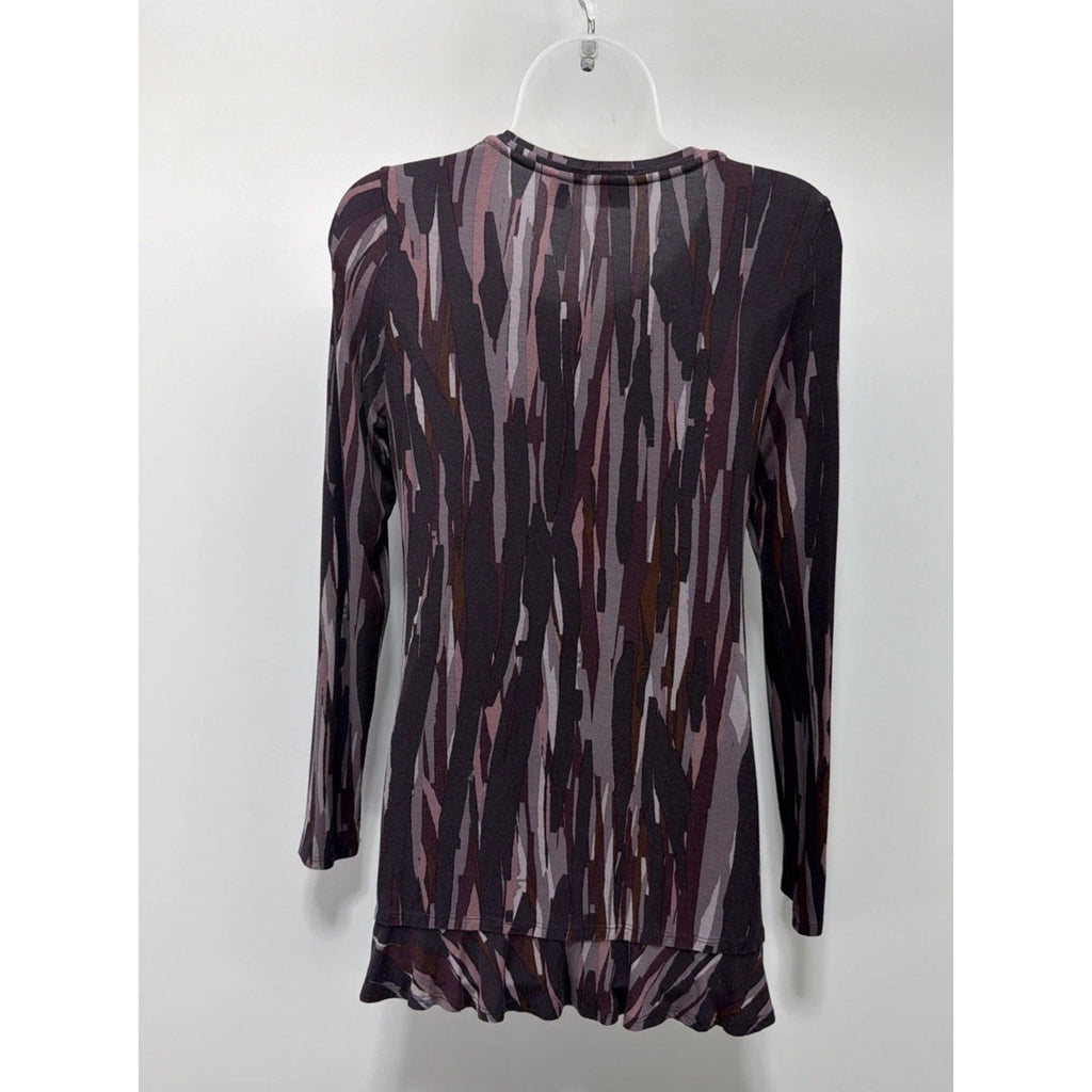 LOGO by Lori Goldstein Long sleeve Slouchy Abstract Rayon Blend Tunic Blouse XXS