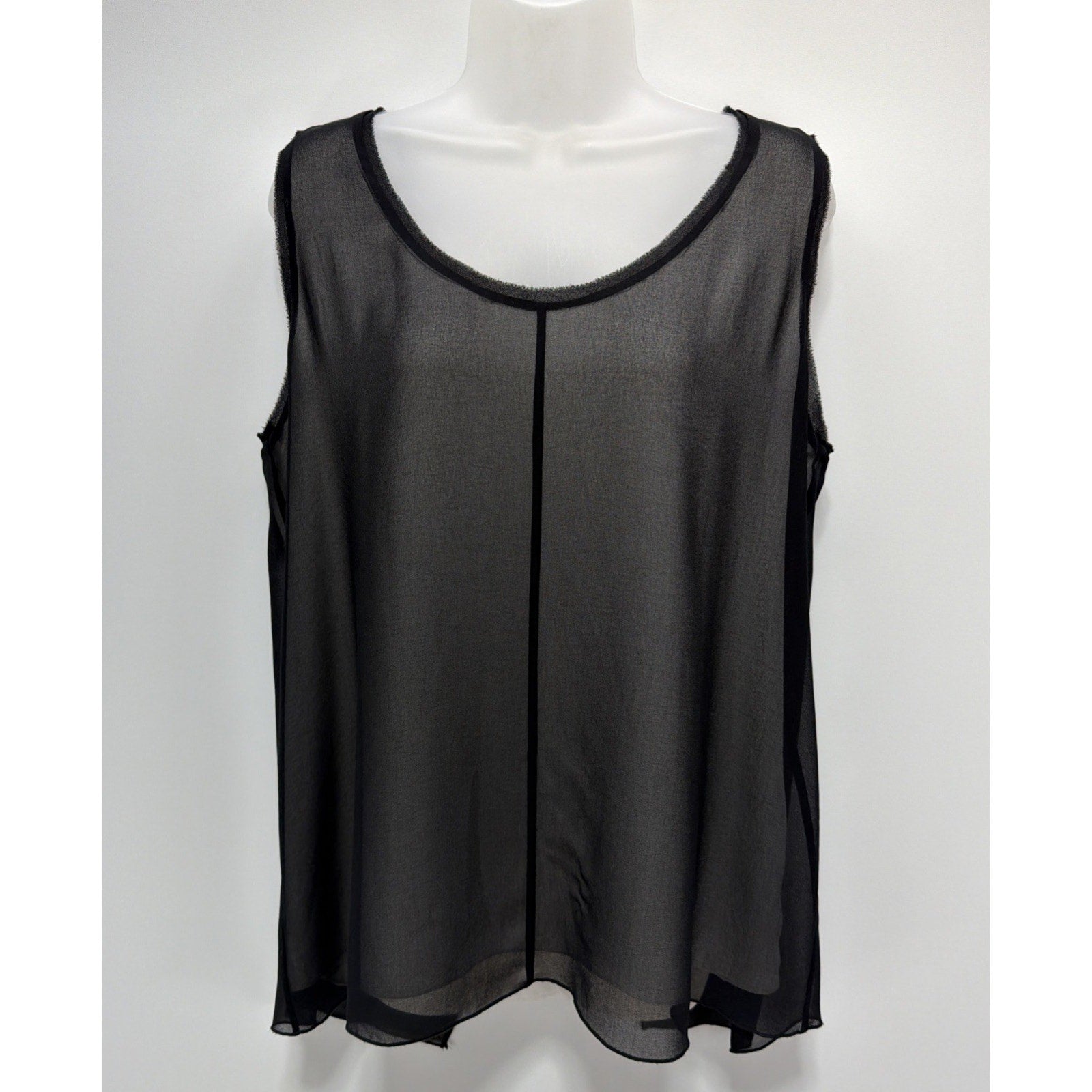 Banana Republic Sleeveless Top Sz L Black White Layered Split Back Blouse