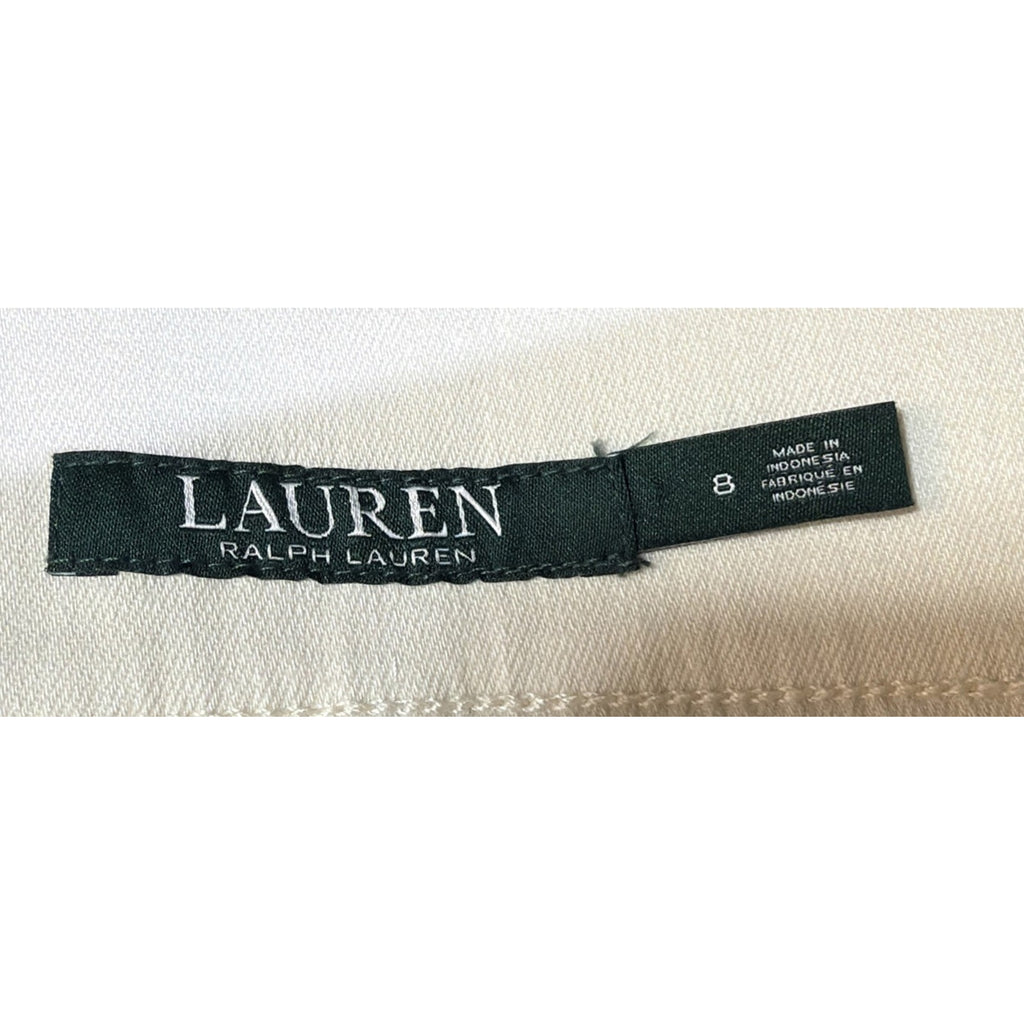 LRL RALPH LAUREN Ivory Cream Wide Band Modern Leggings Stretch Jeans Pants 8