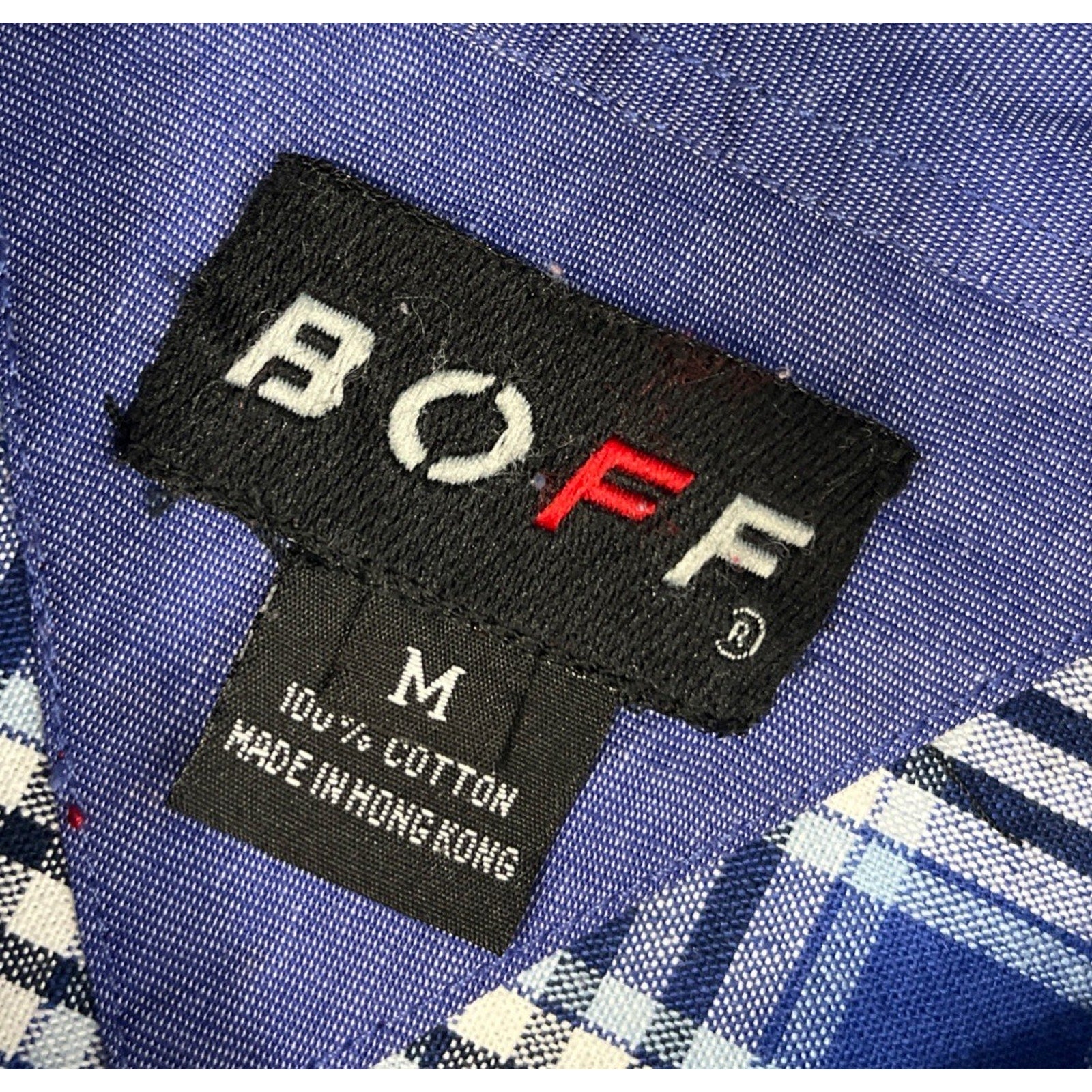 BOFF Button Down Shirts Men's Size M Casual Plaid Blue Short Sleeve Pocket EUC