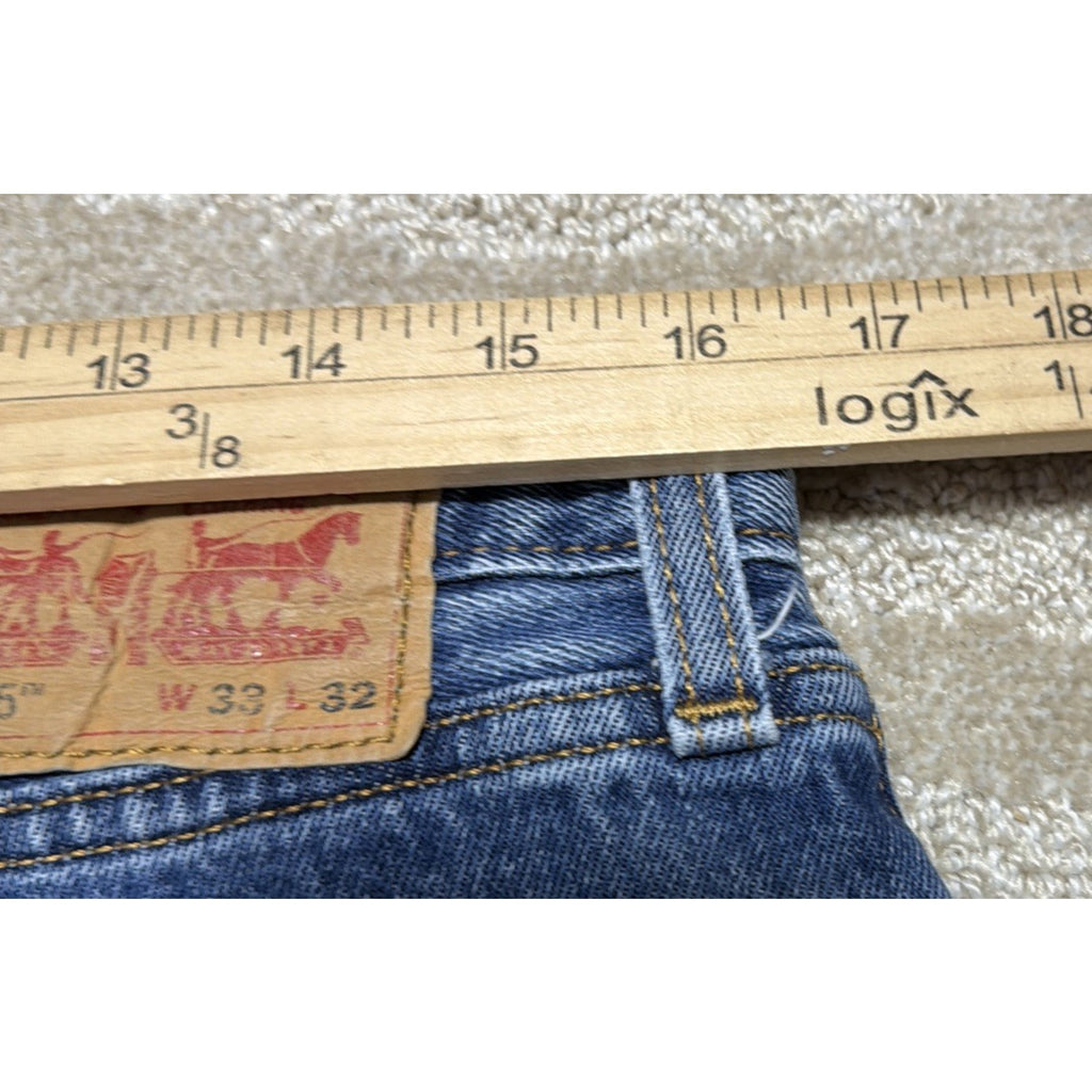 Levis 505 Mens Straight Fit Jeans Sz 33x32 Blue Med washed Heavy Cotton Denim