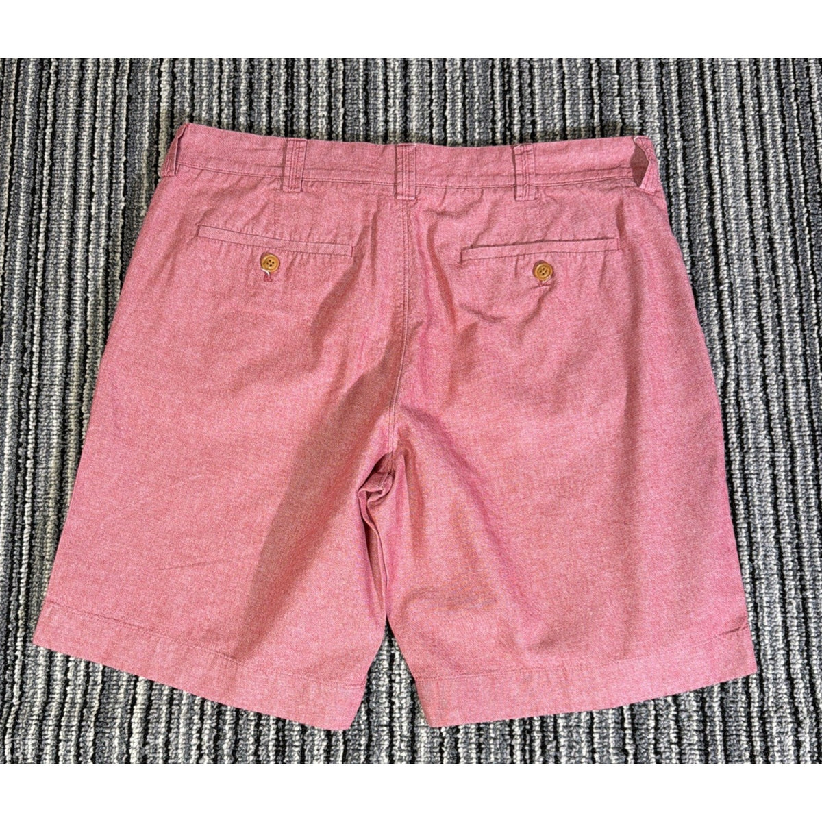 J.CREW Gramercy Shorts Mens 33 Red Chambray Cotton Flat Front 9" Inseam Chino